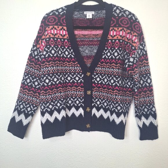 Cupcakes & Cashmere Fair Isle Cardigan Sz S Button Front Nordic Cabin Holiday - Picture 1 of 10